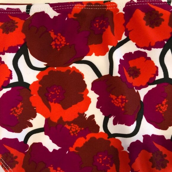 Jones New York Floral Bikini Bottoms w Side Ruching Purple Orange Brown Size L - Picture 4 of 8